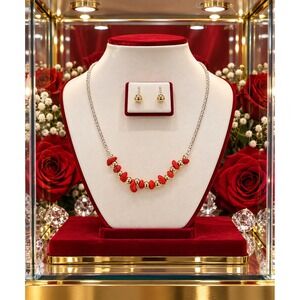 Jewelry Set‎ Necklace Women Bohemian-Style Natural Stone and Gold Beads Set